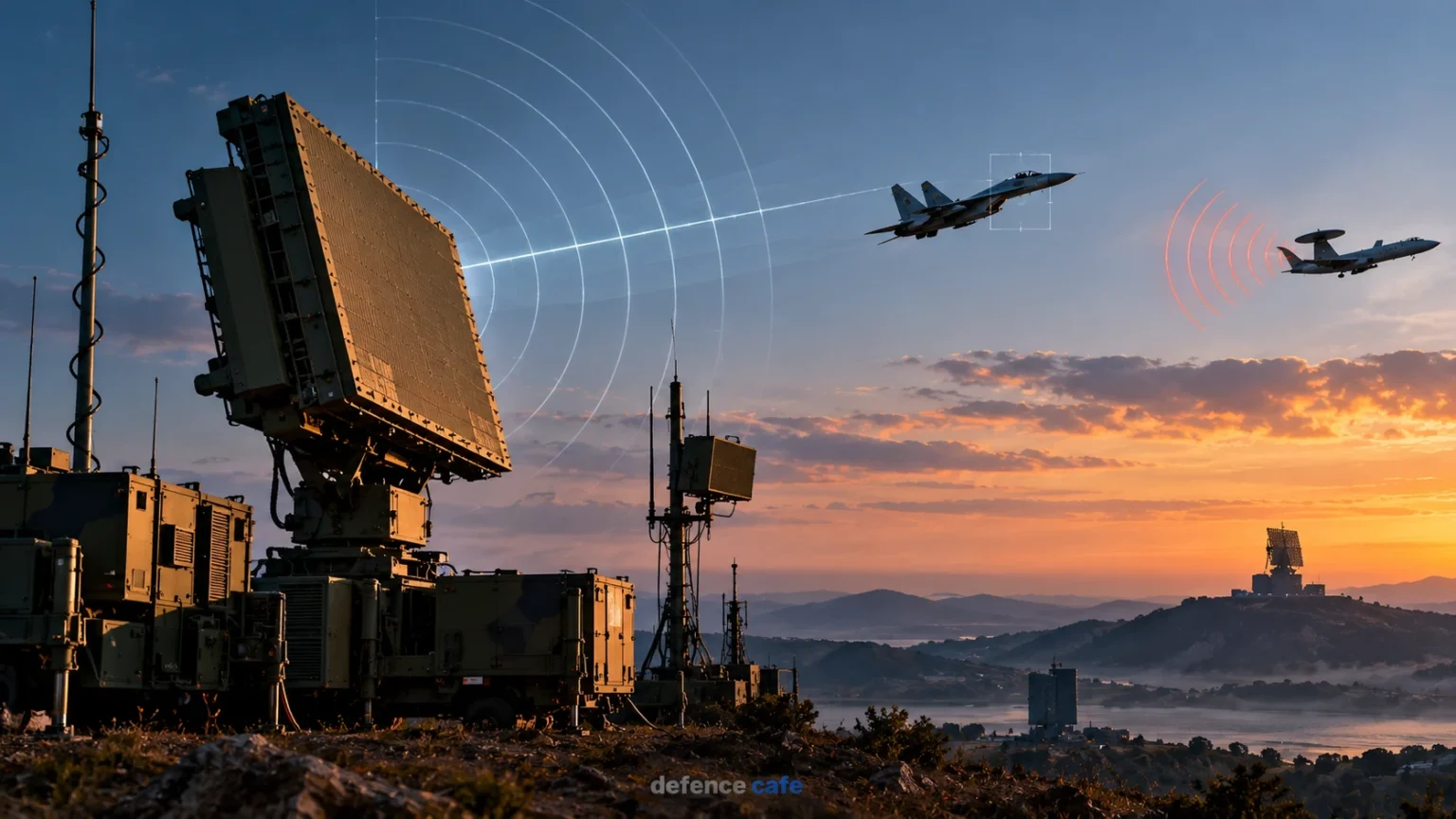 Radar and Electronic Warfare Explained: How Militaries Detect, Track and Counter Threats Military radar and electronic warfare systems detecting and tracking aircraft in a modern battlespace